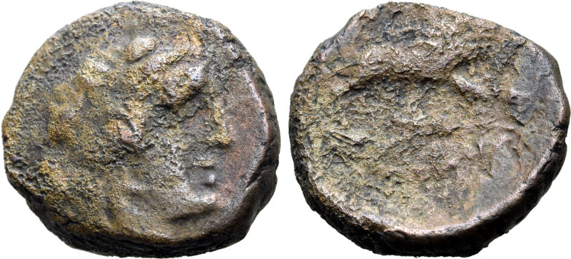 Central Italy, Uncertain mint, early 1st century. Æ (18mm, 8.19g, 5h). Wreathed ...