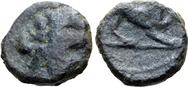 Central Italy, Uncertain mint, early 1st century. Æ (14mm, 3.51g, 8h). Wreathed ...