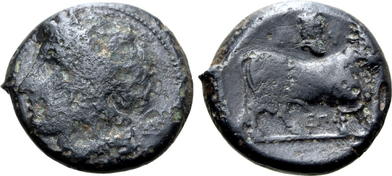 Southern Campania, Neapolis, c. 317-270 BC. Æ (16mm, 3.63g, 6h). Laureate head o...