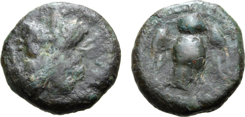 Northern Lucania, Velia, 4th-2nd centuries BC. Æ (14mm, 2.95g, 9h). Laureate hea...