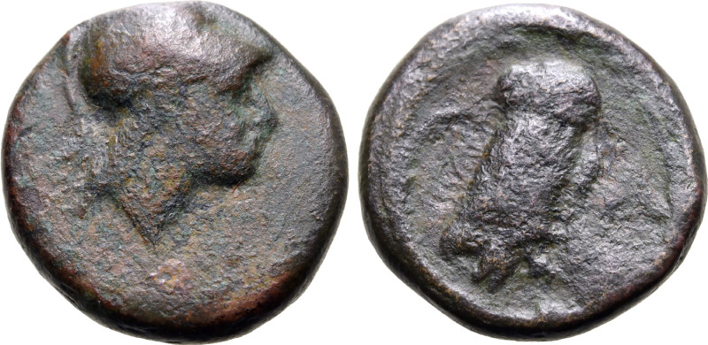 Northern Lucania, Velia, 2nd-early 1st centuries BC. Æ (14mm, 2.70g, 5h). Head o...