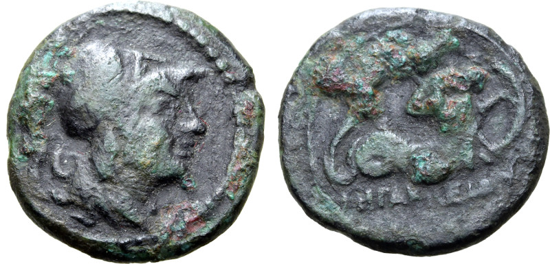 Southern Lucania, Herakleia, c. 280-150 BC. Æ (15mm, 2.08g, 9h). Head of Athena ...