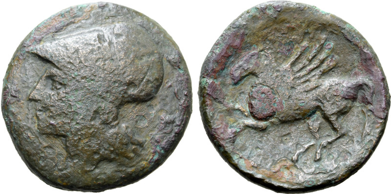 Bruttium, Lokroi Epizephyrioi, c. 280-275 BC. Æ (23mm, 10.38g, 6h). Head of Athe...