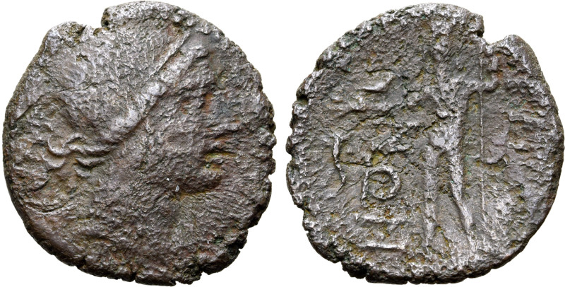 Bruttium, Rhegion, c. 260-215 BC. Æ (23mm, 6.01g, 12h). Head of Artemis r., bow ...