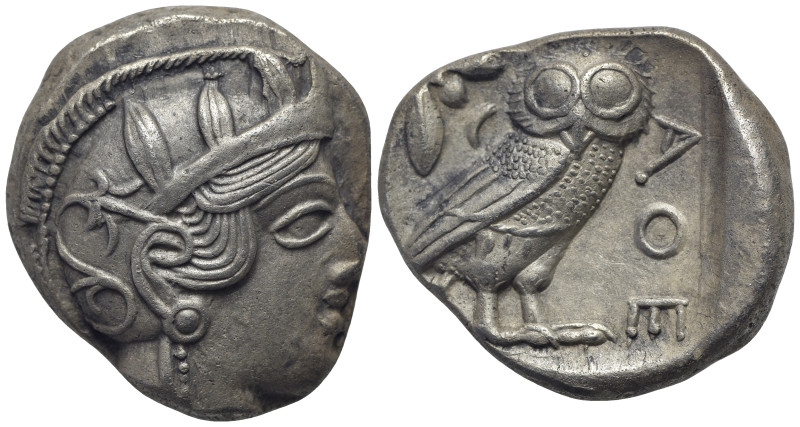 Attica, Athens, c. 454-404 BC. AR Tetradrachm (25mm, 17.04g). Helmeted head of A...