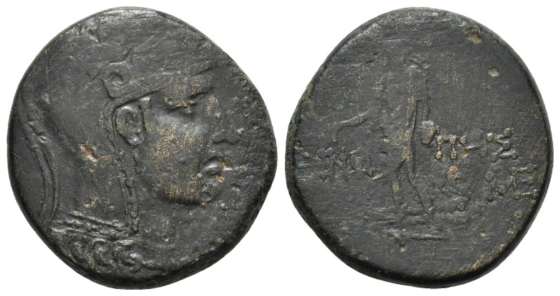 Paphlagonia, Sinope, c. 85-65 BC. Æ (18mm, 4.38g, 11h). Helmeted head of Athena ...