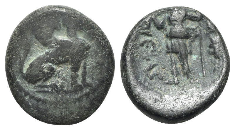 Pamphylia, Perge, c. 190-130 BC. Æ (17mm, 3.42g, 6h). Sphinx seated r., wearing ...