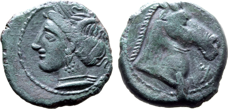 North Africa, Carthage, Æ (20mm, 3.97g, 10h). Sardinian(?) mint, c. 300-264 BC. ...