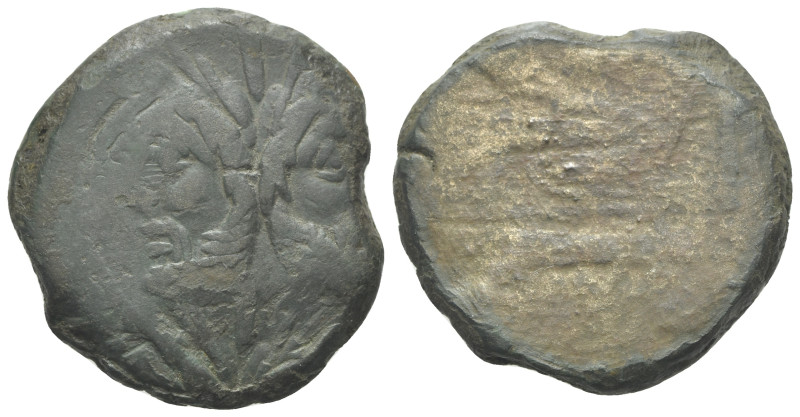 Uncertain series, after 211 BC. Æ As (32mm, 26.17g). Laureate head of Janus. R/ ...