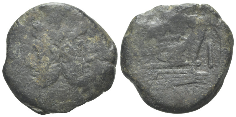 Uncertain series, after 211 BC. Æ As (30mm, 15.77g). Laureate head of Janus. R/ ...