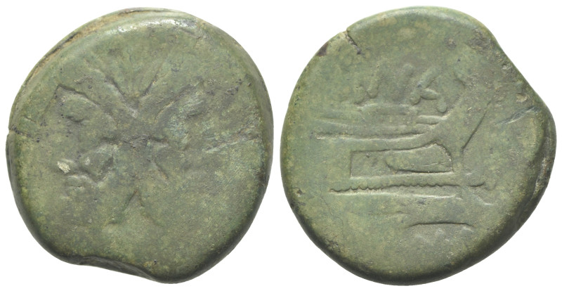 L. Cornelius Cinna, Rome, 169-158 BC. Æ As (32mm, 25.75g). Laureate head of bear...