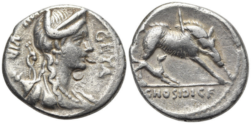 C. Hosidius C.f. Geta, Rome, 64 BC. AR Denarius (18mm, 3.80g). Diademed and drap...