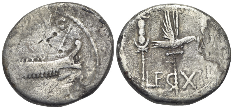 Mark Antony, Patrae(?), Autumn 32-spring 31 BC. AR Denarius (17mm, 3.06g). Legio...