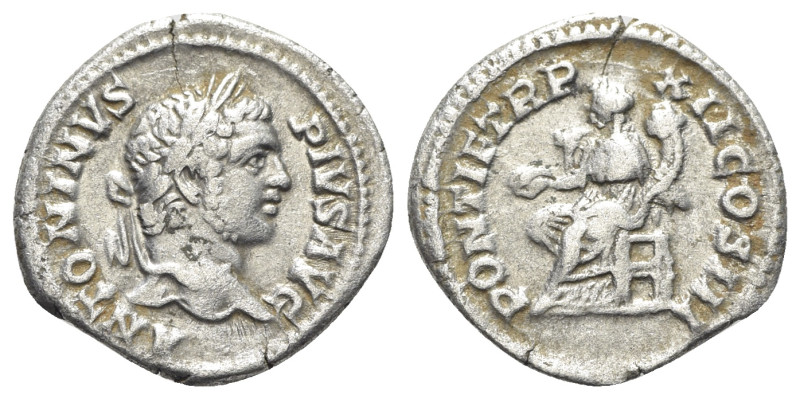 Caracalla (198-217). AR Denarius (19.5mm, 2.51g, 12h). Rome, AD 209. Laureate he...