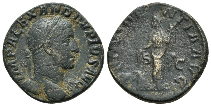 Severus Alexander (222-235). Æ Sestertius (29mm, 16.95g, 12h). Rome, AD 232. Lau...