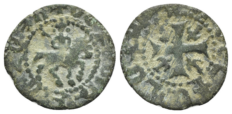 Cilician Armenia, Smpad (1296-1298). Æ Pogh (19mm, 2.06g). Smpad on horseback r....