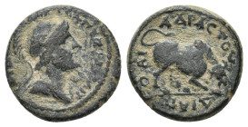 CARIA. Trapezopolis. Pseudo-autonomous. Time of Antoninus Pius (138-161). Ae.
3.31 Gr. 15.1 mm.
