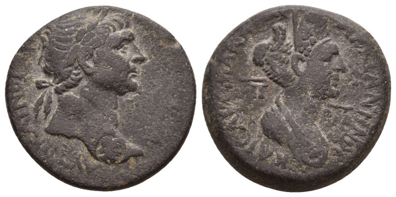 CILICIA. Anazarbus. Trajan with Plotina (98-117). Ae.
10.58 Gr. 24.6 mm.