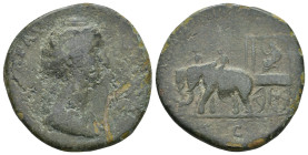 DIVA FAUSTINA I (Died 140/1). Sestertius. Rome.
21.32 Gr. 31.4 mm.