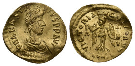 ANASTASIUS I (491-518). GOLD Tremissis. Constantinople.
1.5 Gr. 15.1 mm.