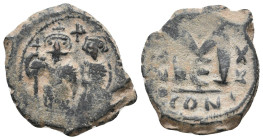 HERACLIUS with HERACLIUS CONSTANTINE (610-641). Follis.
5.38 Gr. 27.2 mm.