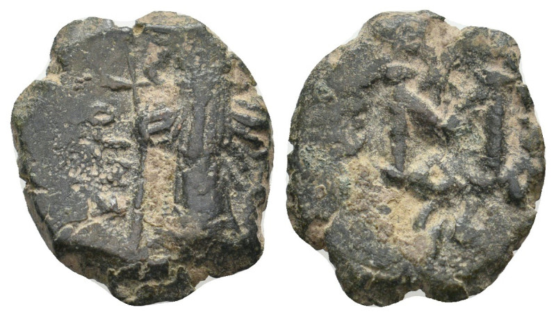 HERACLIUS with HERACLIUS CONSTANTINE (610-641). Half Follis.
3.05 Gr. 18.5 mm.