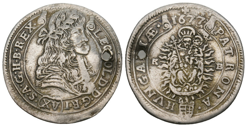 HOLY ROMAN EMPIRE. Leopold I (1657-1705). 15 Kreuzer (1677 K-B). Kremnitz.
6.12...