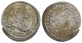 HOLY ROMAN EMPIRE. Leopold I (1657-1705). 15 Kreuzer (1677 K-B). Kremnitz.
4.2 Gr. 22.2 mm.