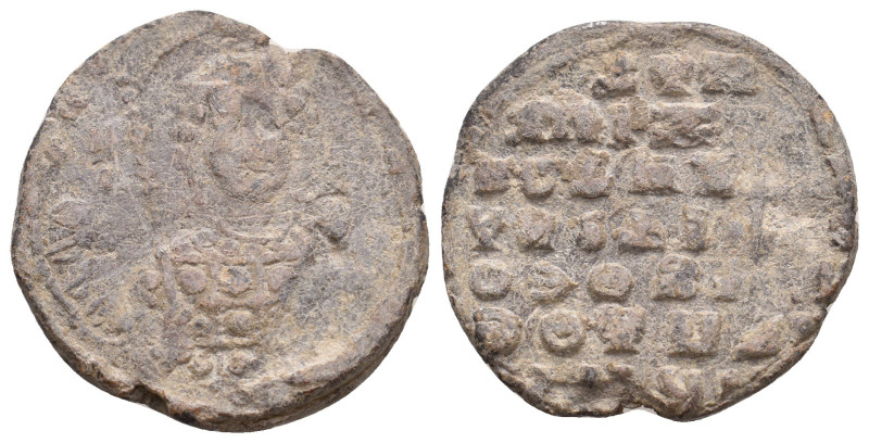 BYZANTINE LEAD SEALS.
8.7 Gr. 25.6 mm.