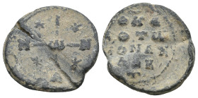 BYZANTINE LEAD SEALS.
7.9 Gr. 22.5 mm.