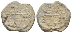 BYZANTINE LEAD SEALS.
9.1 Gr. 24.9 mm.