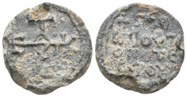 BYZANTINE LEAD SEALS.
17.12 Gr. 25.1 mm.