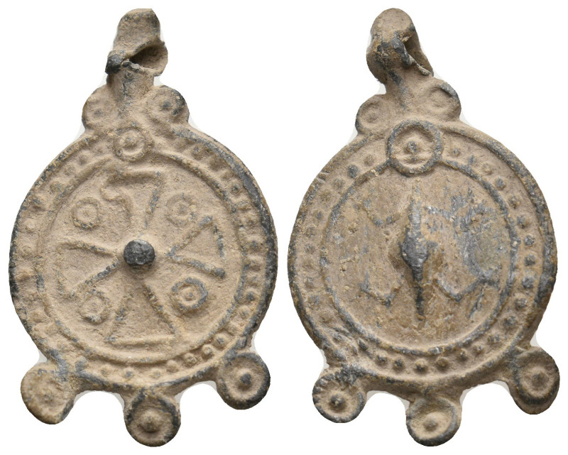 BYZANTINE LEAD AMULET.
6.21 Gr. 33.7 mm.