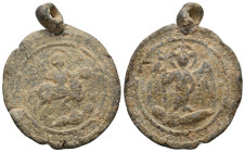 BYZANTINE LEAD PENDANT.
17.71 Gr. 39.6 mm.