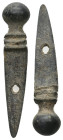 ANCIENT ROMAN BRONZE GLADIUS SWORD PENDANT (1ST- 3RD CENTURY AD).
5.75 Gr. 38.2 mm.
