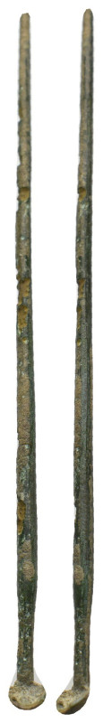 ANCIENT ROMAN BRONZE MEDICAL INSTRUMENT (1ST-3RD CENTURY AD.).
3.12 Gr. 99.3 mm...