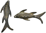 ANCIENT ROMAN BRONZE FISH FIGURINE (1ST-5TH CENTURY AD).
13.60 Gr. 63.2 mm.