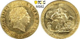 GRAN BRETAGNA Giorgio III (1760-1820) Sovrana 1820 Au Gr.7,98. Spink 3785C; Marsh 4. Variante data 2 aperto. PCGS MS62 (n.206880.62/28535060). Rara. E...