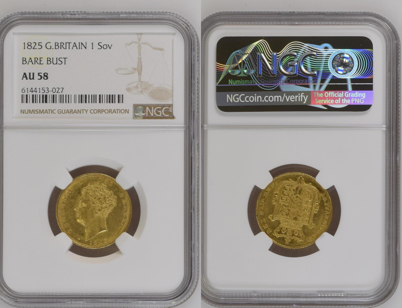 GRAN BRETAGNA Giorgio IV (1820-1830) 1825 Au Gr.7,98. Spink 3801; Marsh 10. NGC ...
