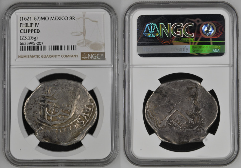 MESSICO Filippo IV (1621-67) 8 Reales Ag Gr.23,26. NGC CLIPPED (n.6635995-007).