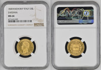 REGNO DI SARDEGNA Carlo Alberto (1831-1849) 20 Lire 1849 Ancora. Zrcca Genova Au Gr.6,45. GIG 44; NOM 665. NGC MS64 (n.6771633-009). Moneta di grande ...