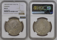 REGNO DI SARDEGNA Carlo Alberto (1831-1849) 5 Lire 1849 Ancora. Zecca Genova. Ag Gr.25. GIG 89; NOM 704. NGC MS63 (n.6631820-003). Top Grade. Delicata...