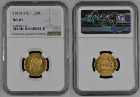 REGNO D’ITALIA Vittorio Emanuele II (1861-1878) 20 Lire 1875 zecca Roma Au Gr.6,45. GIG 22; NOM 865. NGC MS63 (n.6634947-016). Rara.