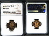 REGNO D’ITALIA Vittorio Emanuele II (1861-1878) 20 Lire 1878 zecca Roma Au Gr.6,45. GIG 25; NOM 868. NGC MS63 PL (n.6066339-017), censita solo 1 monet...