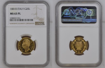 REGNO D’ITALIA Umberto I (1878-1900) 20 Lire 1881 zecca Roma Au Gr.6,45. GIG 11; NOM 980. NGC MS63 PL (n.5788357-016).
