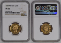 REGNO D’ITALIA Umberto I (1878-1900) 20 Lire 1881 zecca Roma Au Gr.6,45. GIG 11; NOM 980. NGC MS65 (n.5785707-006).