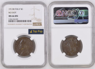 REGNO D’ITALIA Vittorio Emanuele III (1900-1943) 5 Centesimi 1913 Italia su prora. Zecca Roma Cu Gr.5. GIG 260A; NOM 1344. NGC MS66 BN (n.5786128-009)...