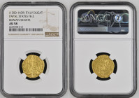 STATO PONTIFICIO Senato Romano (1350-1439) Ducato Zecca Roma Au. Gr.3,48. FR 2; MIR 179/9. NGC AU58 (n.6639398-012). Raro.
