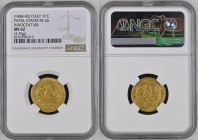 STATO PONTIFICIO Innocenzo VIII (1484-1492) Fiorino di Camera zecca Roma Au. Gr.3,35. FR 26; MIR 488/3. NGC MS62 (n.6639398-019).