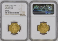 STATO PONTIFICIO Sede Vacante 1823 doppia papale secondo tipo. Zecca Bologna Au. Gr.5,47. PAGANI 111; FR 251. NGC MS63 (n.2113049-027). Molto rara.